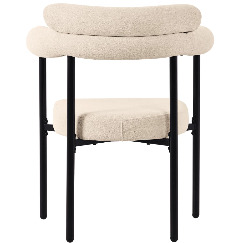 Poltrona da pranzo beige ergonomica in tessuto effetto suede