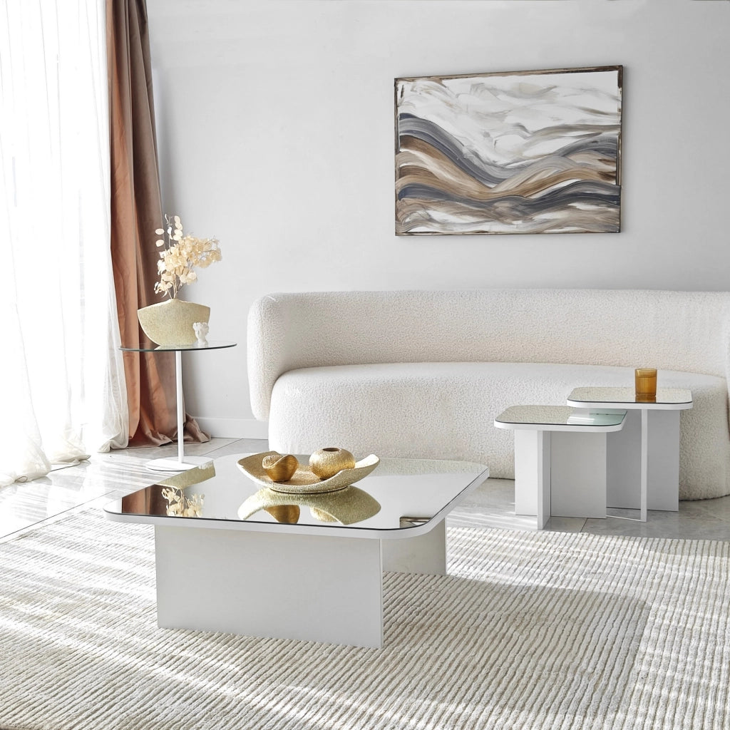 Pagliara, Tavolino da Salotto Modulabile, 80x80x30h cm Bianco