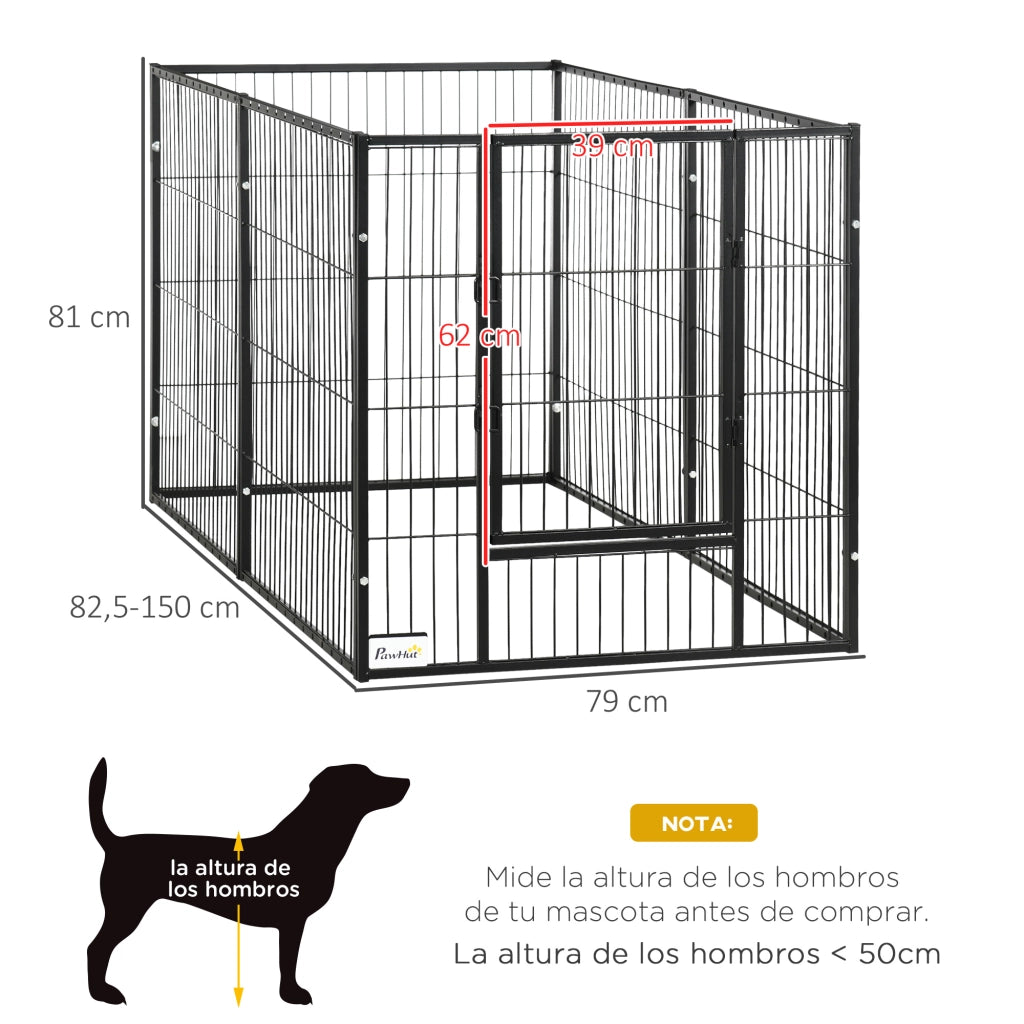 Recinto per Cani Aggiustabile ¨C zephmum ¨C Grigio 6 Pannelli 82.5-150x79x81 cm