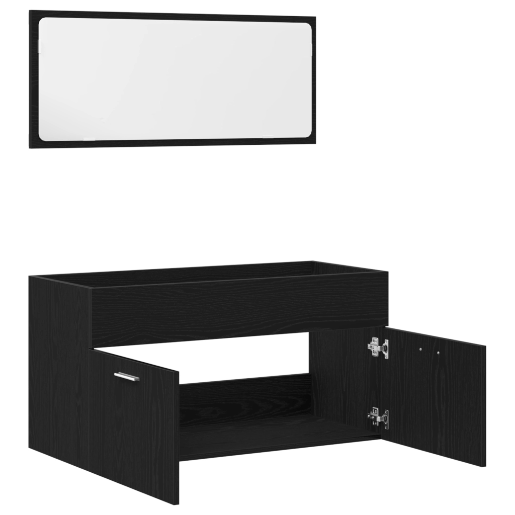 Set di Mobili da Bagno in 2 Pezzi Legno Ingegnerizzato Nero