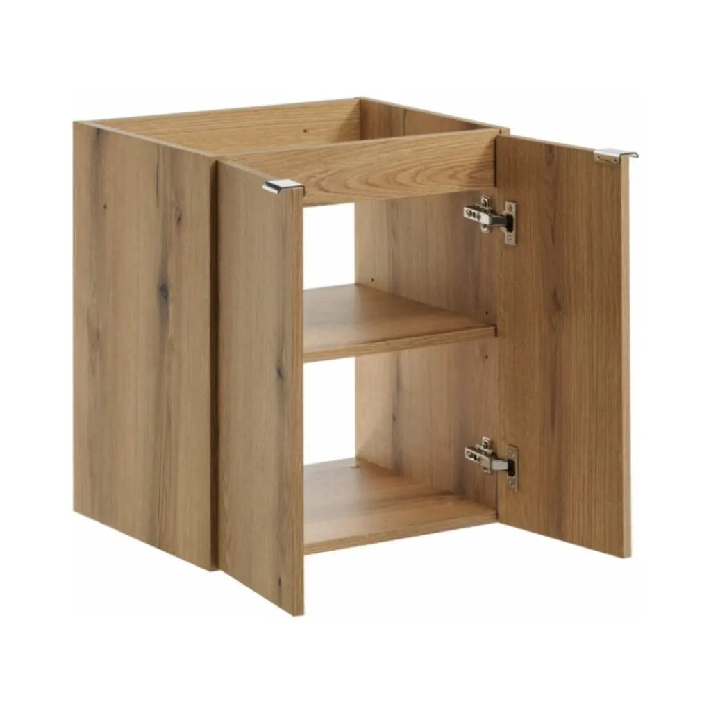 Set bagno sospeso VANO in rovere e nero 100cm: mobile sottolavabo con armadietti + piano per lavabo