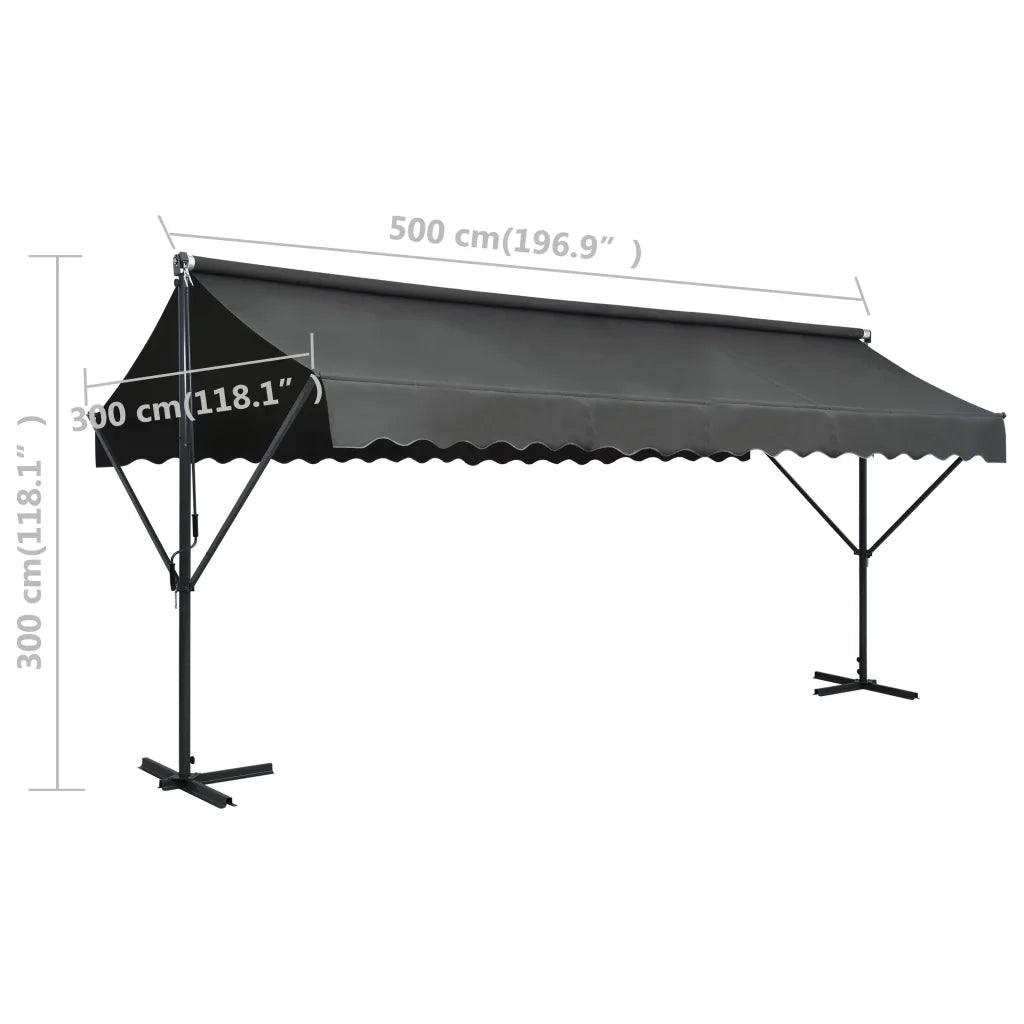 Tenda Parasole con Piedistallo 500x300 cm Antracite cod mxl 59318