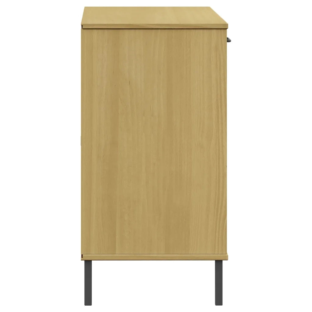 Credenza-Buffet-Armadio da cucina Gambe Metallo Marrone 113x40x77 cm Legno Massello OSLO