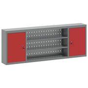 Moderno armadio portautensili industriale con ripiani 150 x 20 x 55 cm acciaio rosso 02_0058033