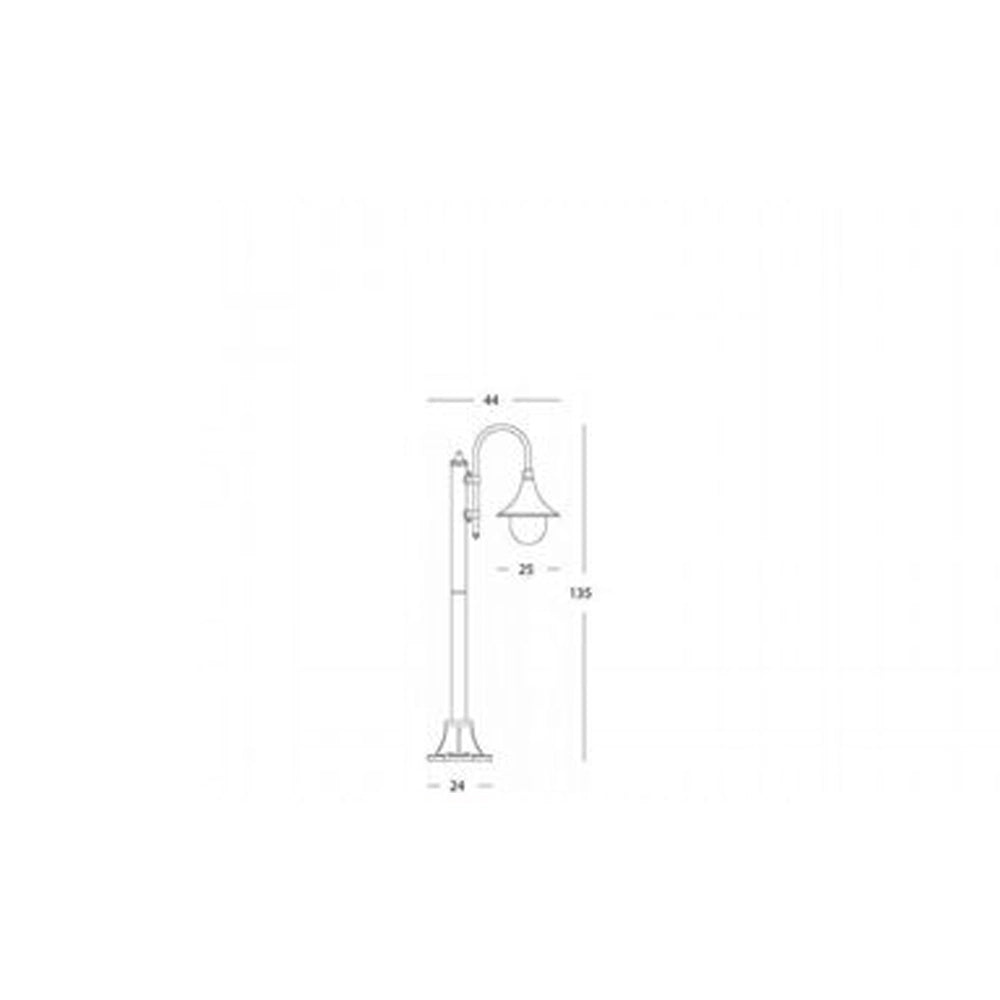 Palo Basso Da Esterno H135Cm Lampara Alluminio E Termoplastica Nero 1 Luce E27