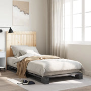 Giroletto con Testiera-Struttura Letto con testiera Grigio 90x200 cm Legno Massello di Pino 404956