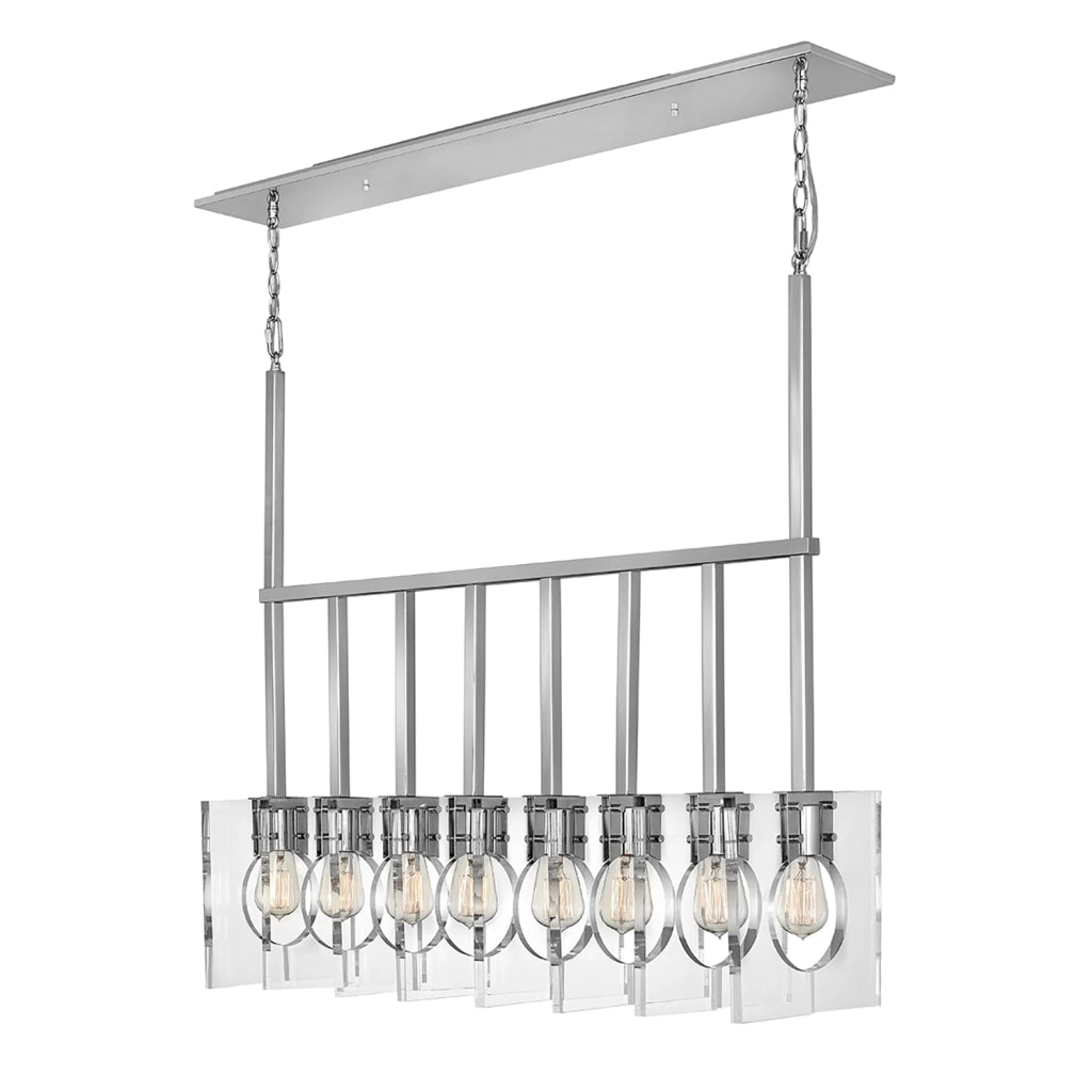 Lampadario Contemporaneo Ludlow Acciaio Nichel Lucido Acrilico 8 Luci E27