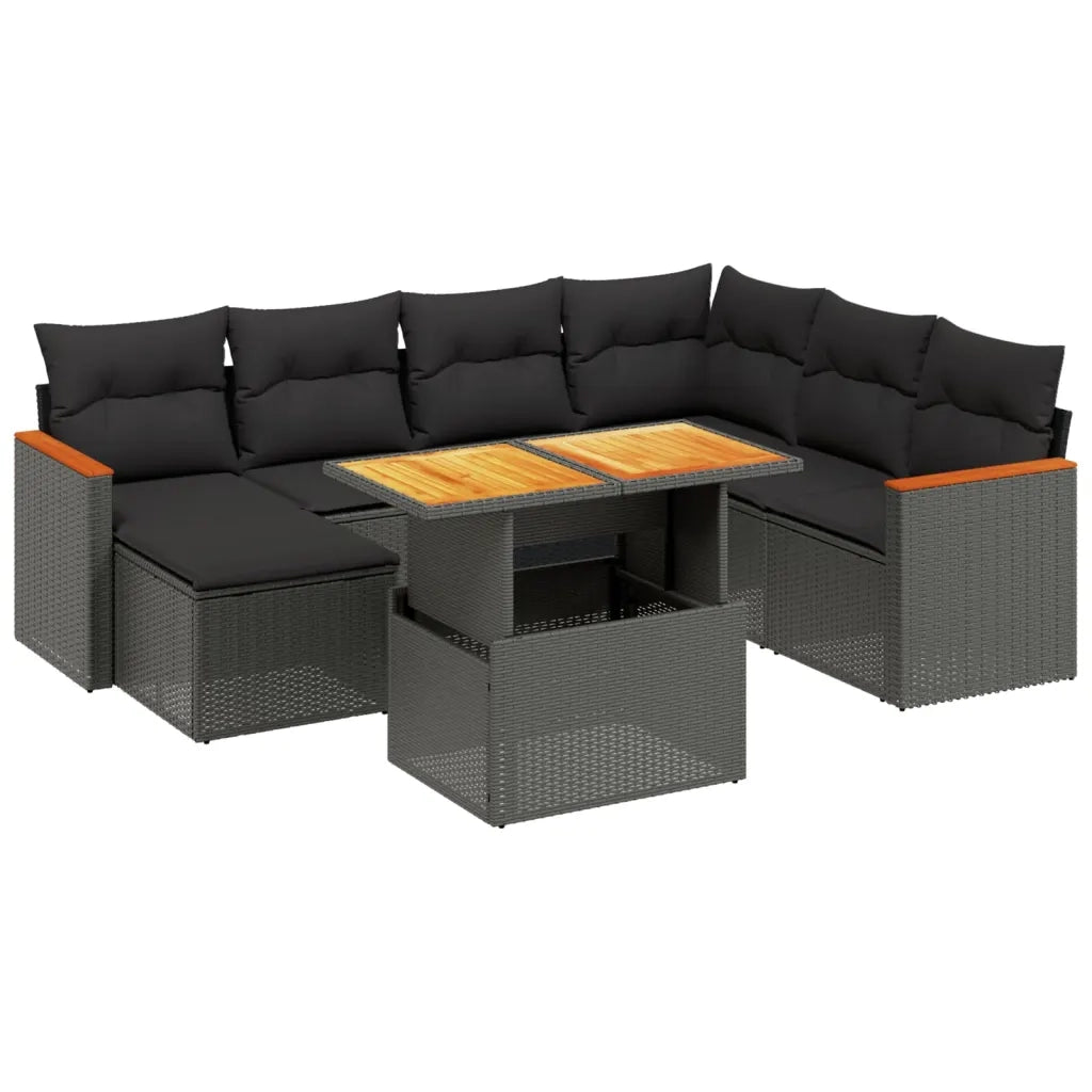Set Divani da Giardino con Cuscini 8 pz Nero in Polyrattan 3273190
