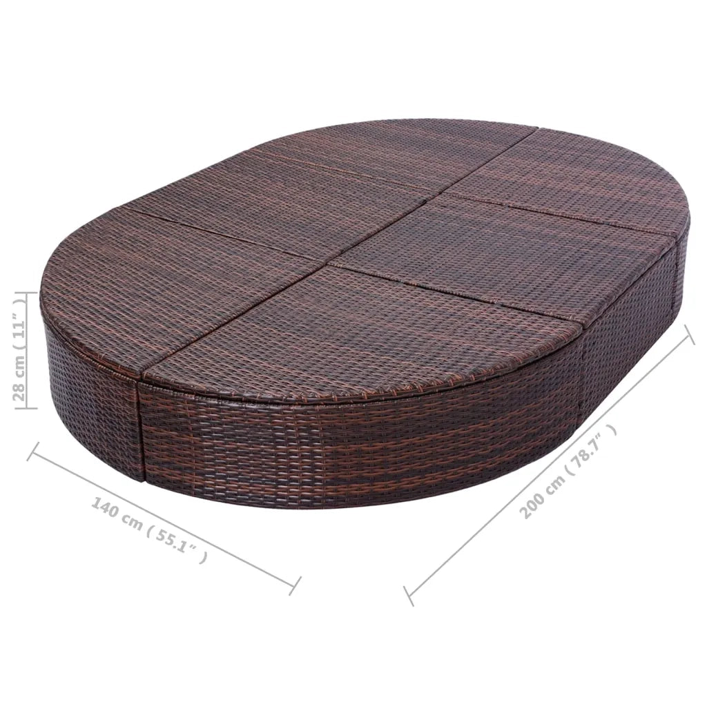 Lettino Prendisole con Cuscino in Polyrattan Marrone cod mxl 63139