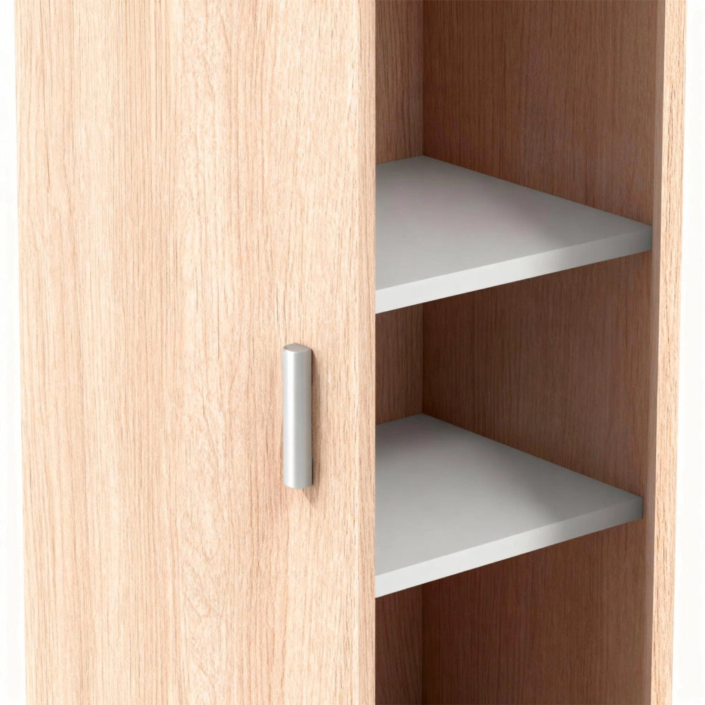 Armadio Con 1 Anta Armadietto Dispensa Mobile Multiuso Salvaspazio Con Ripiani Regolabili Anta Reversibile Ideale Per Cucina Ripostiglio Bagno Terrazzo 37 x 37 x 180 Cm Rovere