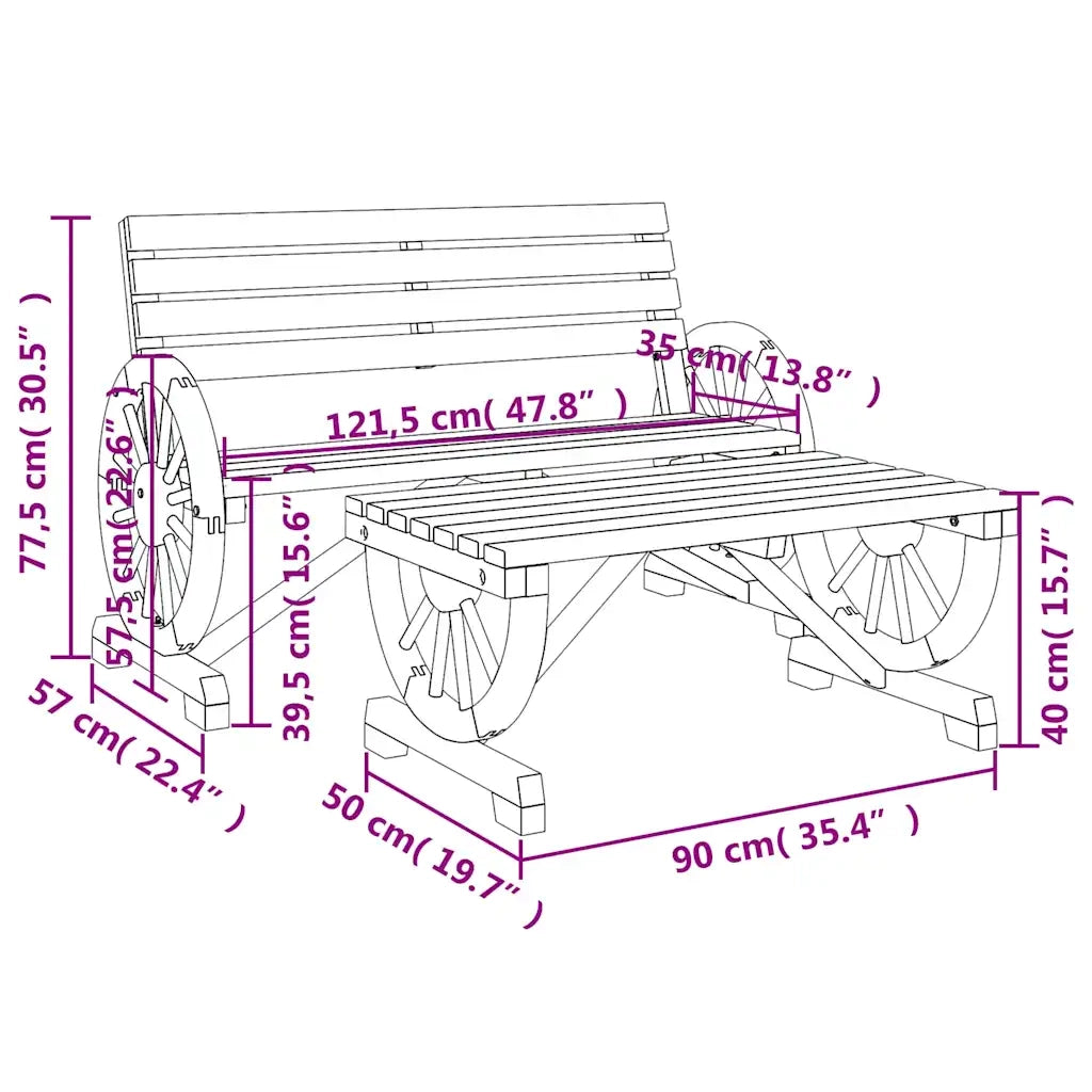 Salotto da Giardino-Set Salotto da Giardino 2 pz in Legno Massello di Abete 349918