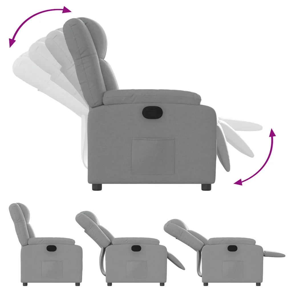 Divano Sedia-Poltrona Reclinabile in Tessuto Grigio Chiaro 742224