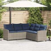 Divano a Forma di L con Cuscini-Sofa con Cuscini in Polyrattan Grigio 115514