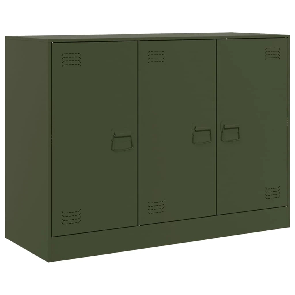 Buffet credenza cassettiera armadio mobile contenitore organizer per cucina soggiorno salotto verde oliva 99 x 39 x 73 cm acciaio verde 02_0036594