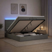 Letto Ottomano con Materasso e LED Grigio Scuro 200 x 200 cm 3458015