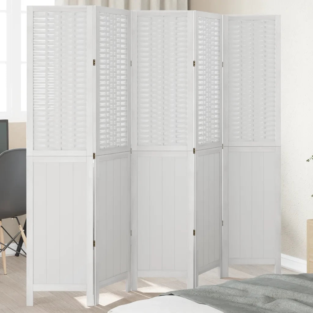 Divisorio Ambienti | Divider per stanze | Paravento 5Pannelli Bianco Legno Massello di Paulownia