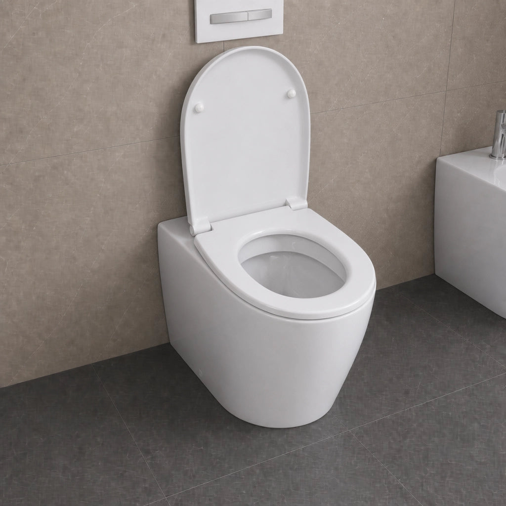Vaso wc ceramica serie giunone a pavimento bianco lucido filo parete *** accessori senza fissaggi, confezione 1
