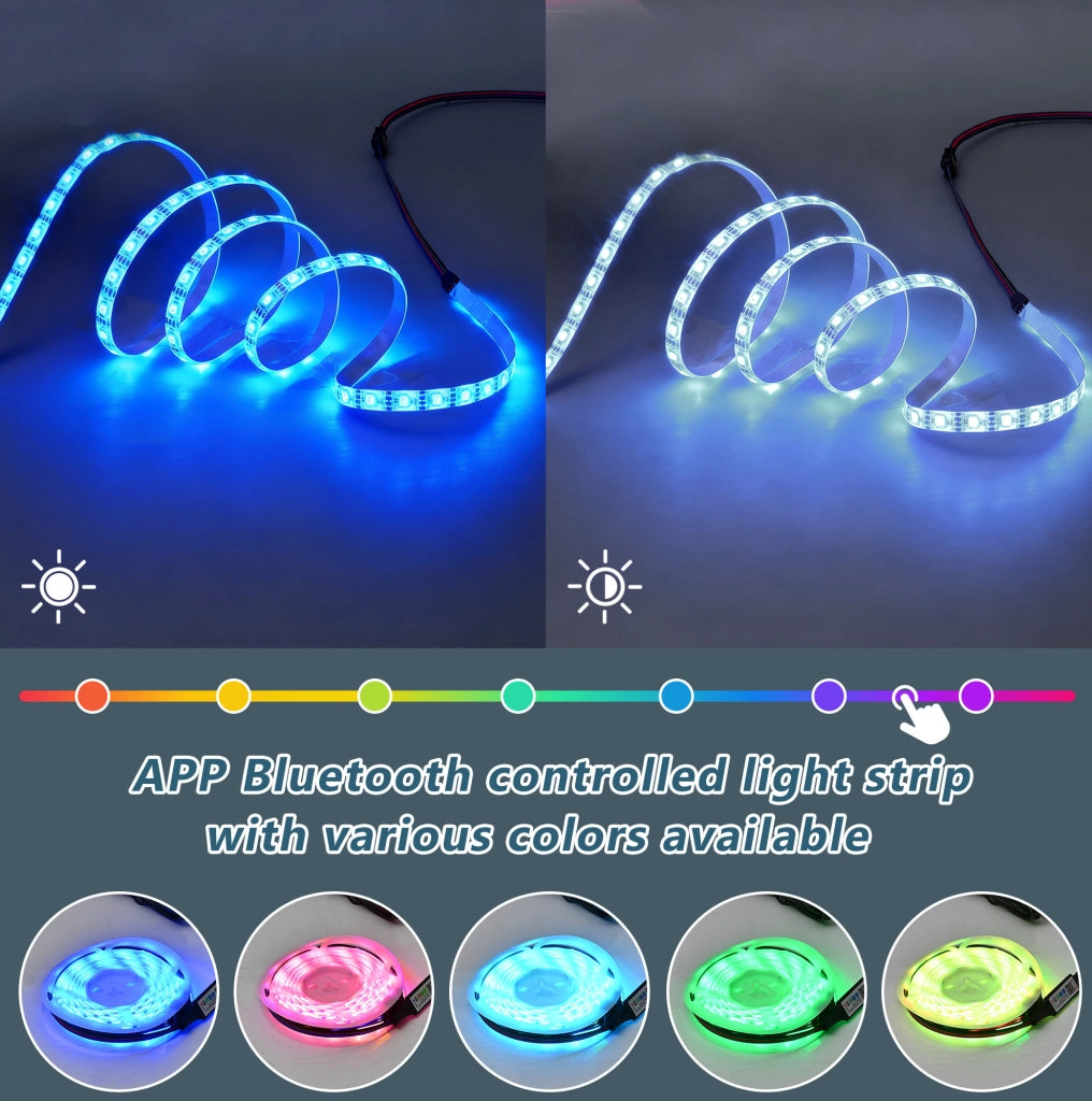 Mobile TV ULEVR 140x35x70 cm con LED USB, 3 cassetti e 2 vani con ripiani removibili