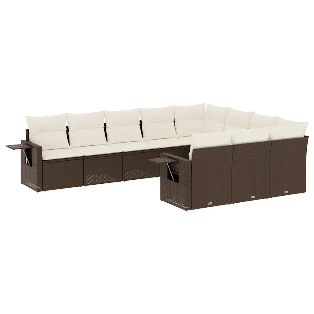 Set Divani da Giardino 10pz con Cuscini in Polyrattan Marrone 3220692