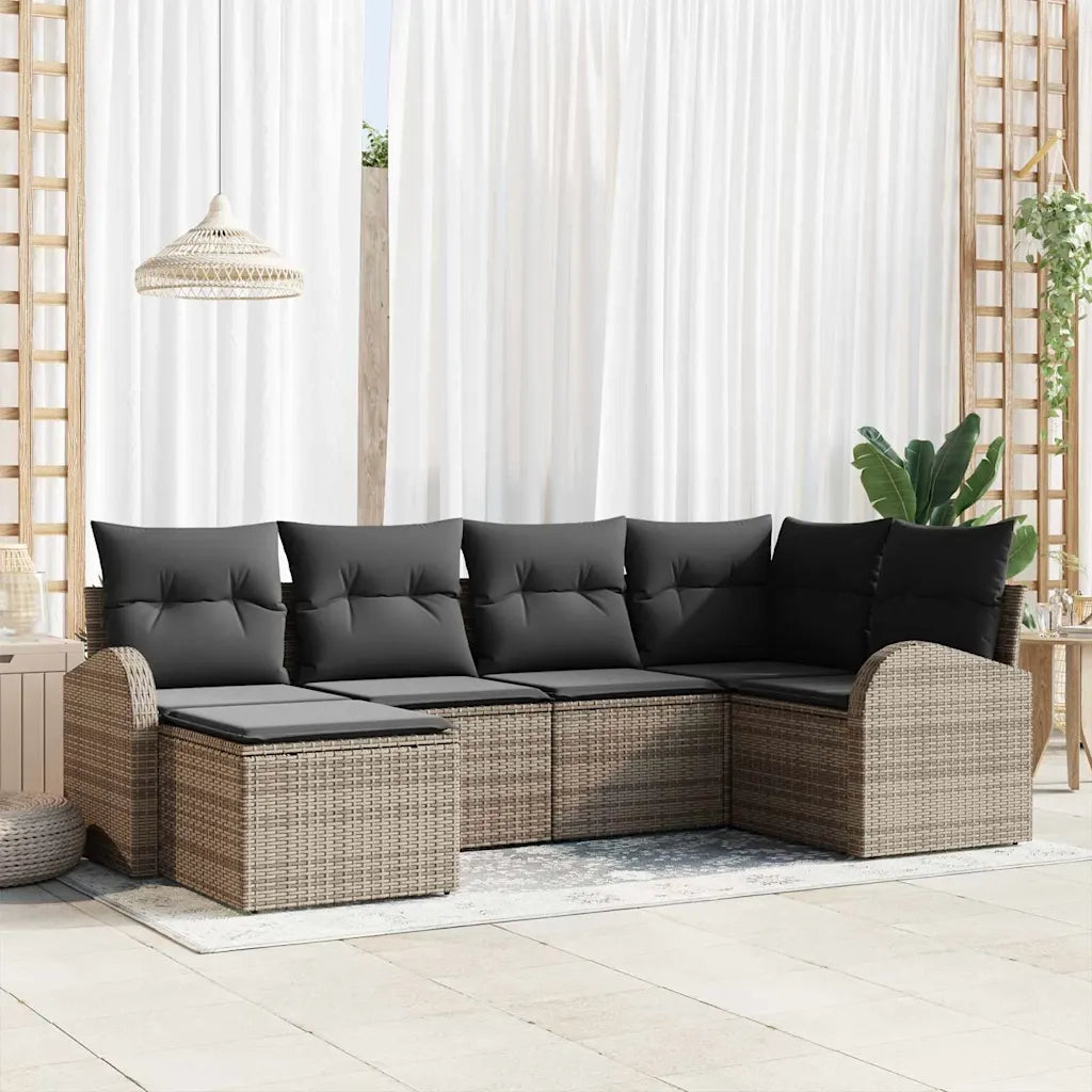 Set Divano da Giardino 6 pcs Grigio polyrattan 3346109