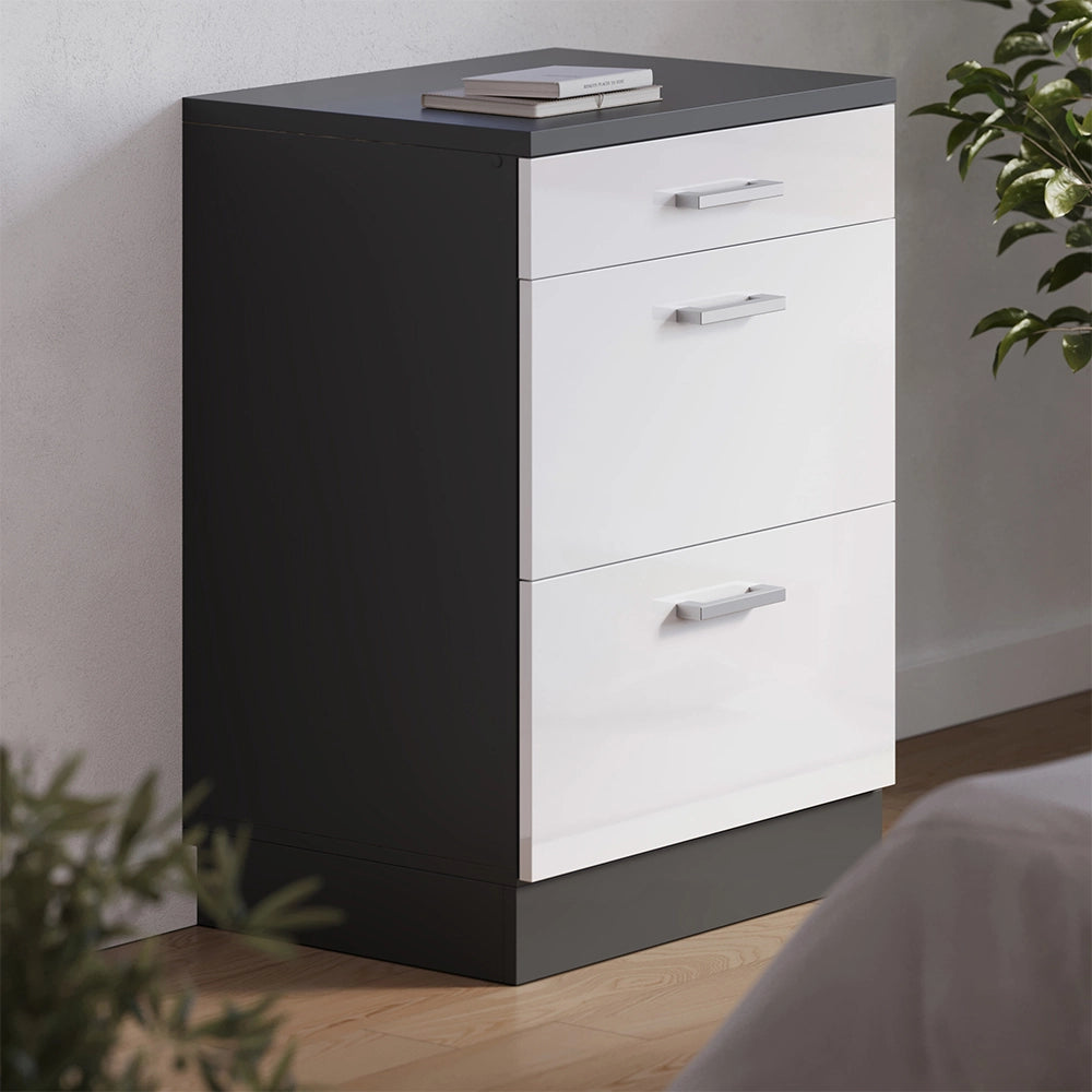 Mobile per mansarda Rion Bianco lucido/Antracite 60 x 83.8 cm senza inclinazione con 3 cassetti Vicco