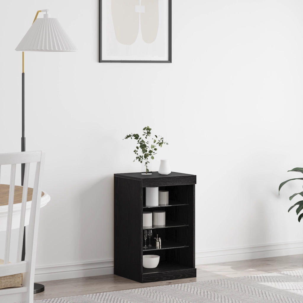 Sideboard  con luci LED Nero Rovere 41x37x67 cm