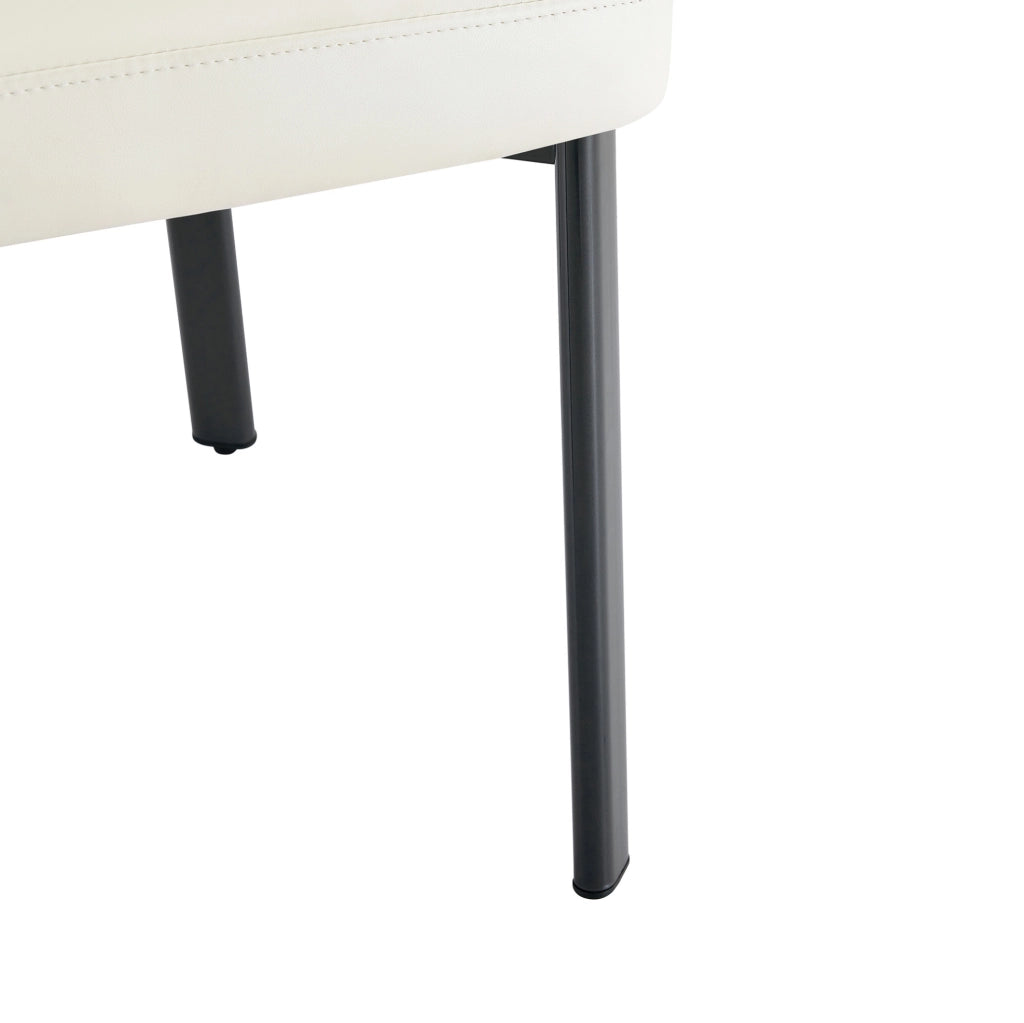 SEDIA da Pranzo Imbottita in PU Beige con Metallo Nero Set da 2 pezzi