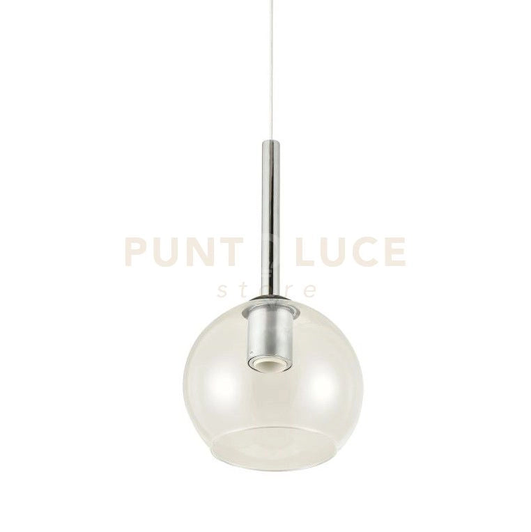 INFINITY-M C Sospensione 1 luce struttura in metallo cromo con vetro cristallo  attacco E27 diametro 20cm senza base