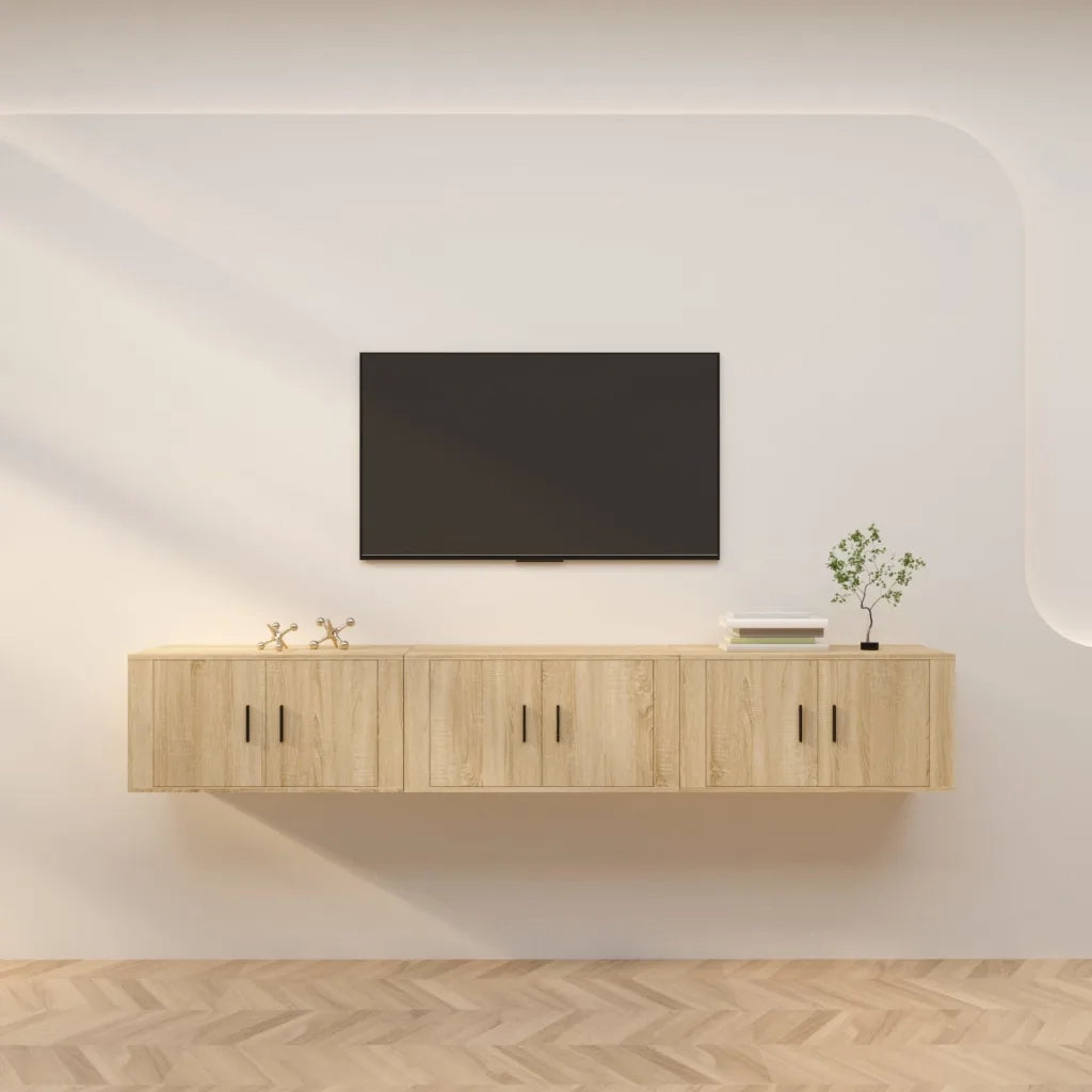 vidaXL Mobili Porta TV a Parete 3 pz Rovere Sonoma 80x34,5x40 cm