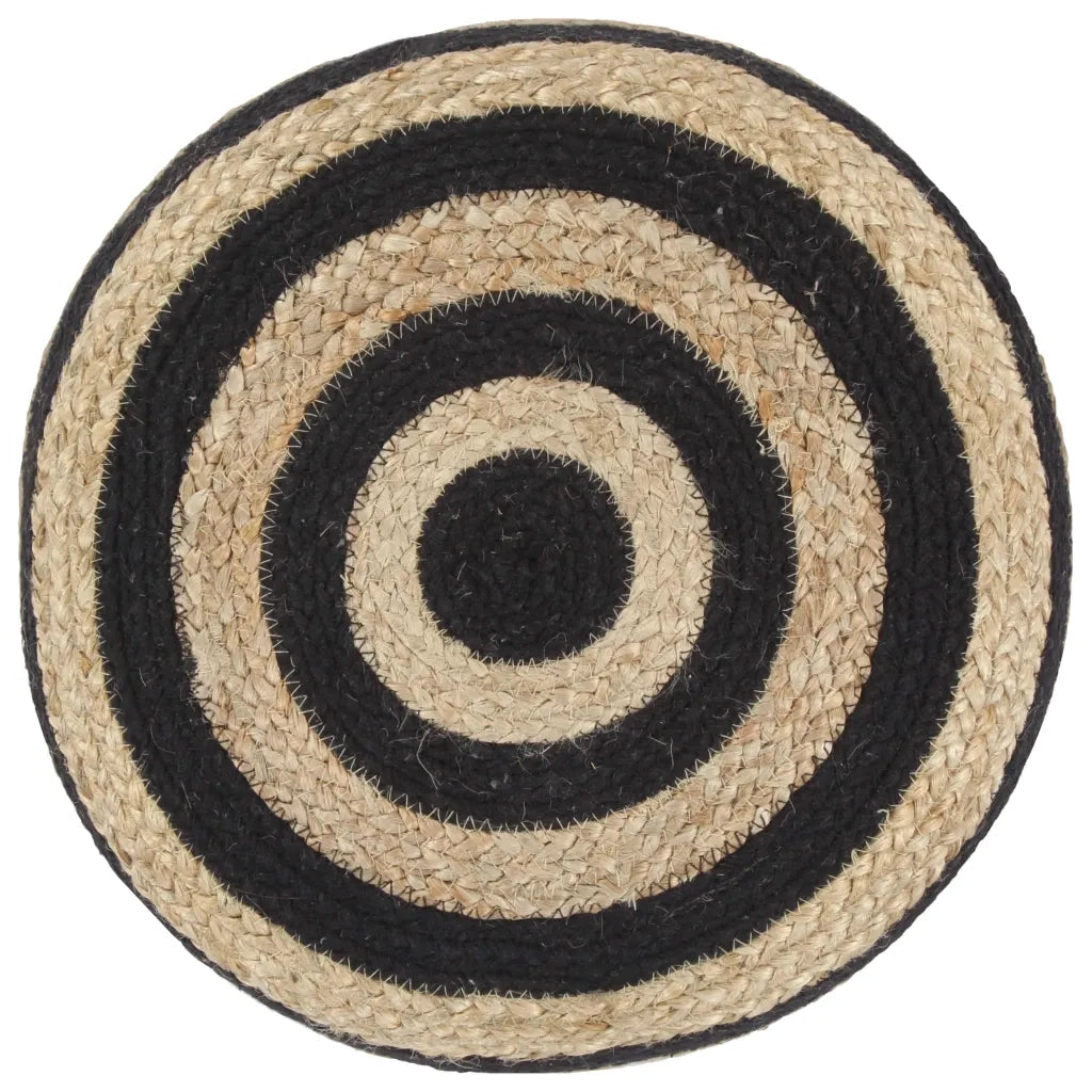 Pouf Lavorato a Mano Nero 40x45 cm in Juta 248076