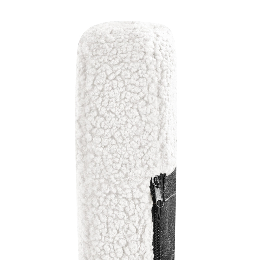 Sedia a dondolo Rivestimento in bouclé bianco sporco Gambe nere in metallo con braccioli Schienale alto Soggiorno