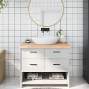Piano Bagno 100x60x(2-6) cm in Legno Massello Non Trattatocod mxl 119855