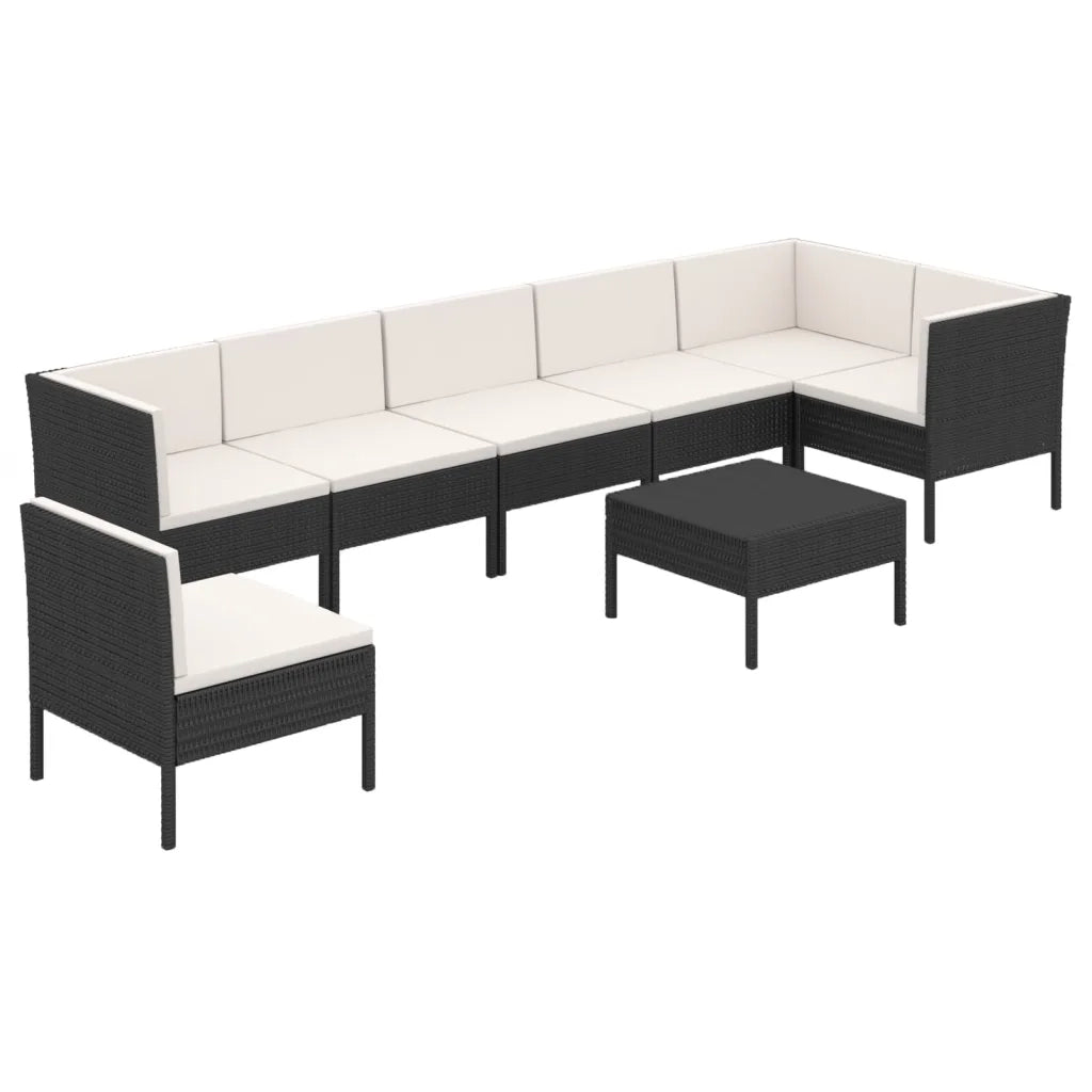 Set Divani da Giardino 8 pz con Cuscini in Polyrattan Nero cod mxl 38337