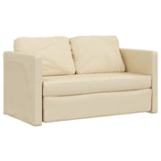 Divano letto | Sof¨¤ letto | Letto singolo da Terra 2 in 1 Crema 112x174x55 cm Tessuto