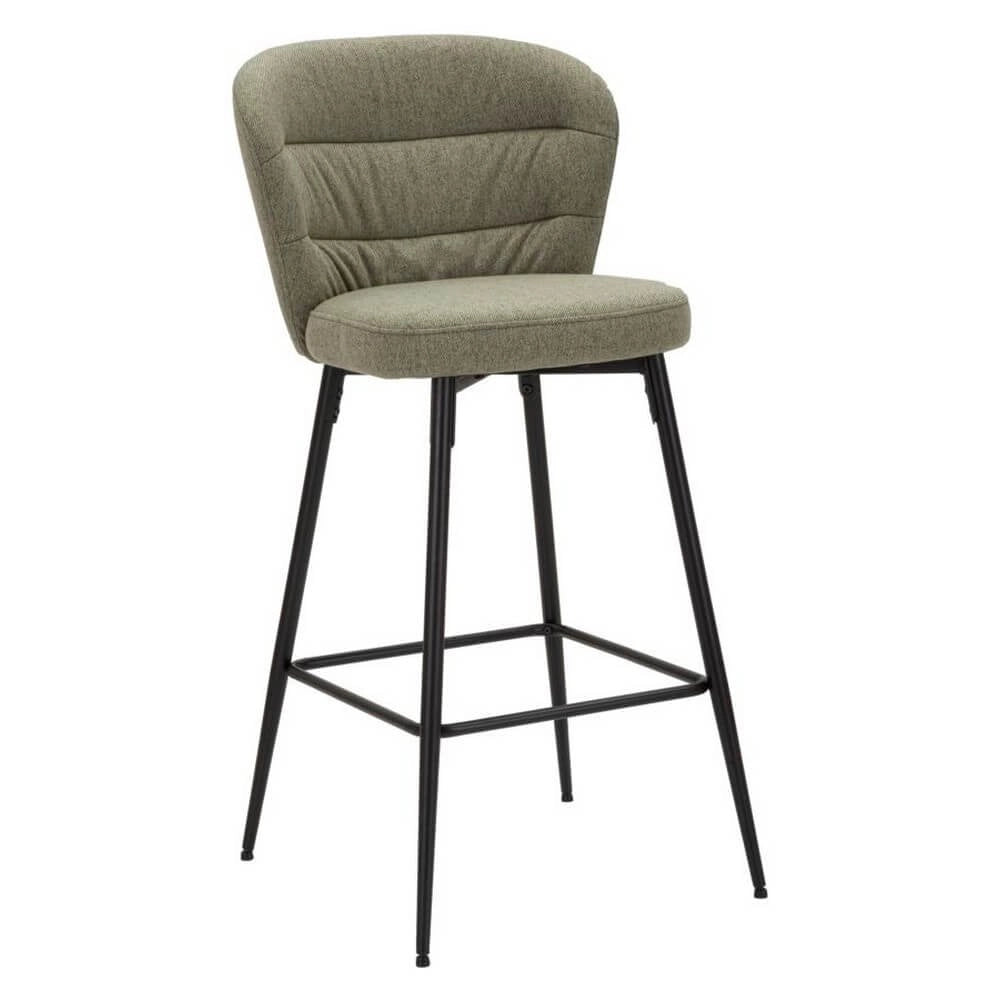 Sgabello da bar imbottito in tessuto con gambe in metallo set 2 pezzi - LOSANNA