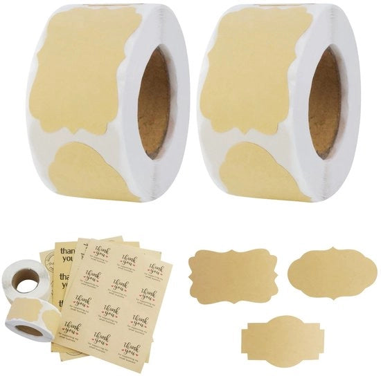 Etichette per Jam 500 pezzi - Autoadesivi - Carta Kraft - Etichette per Regalo - Etichette per Flessa - Massima Leggibilità