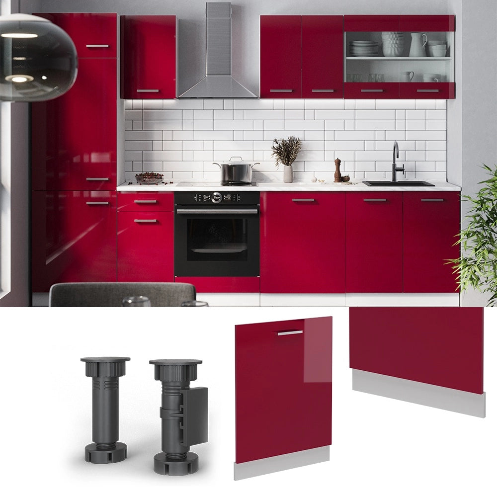 Pannello frontale della lavastoviglie R-Line Rosso lucido/Bianco 60 cm, PL Rovere Vicco
