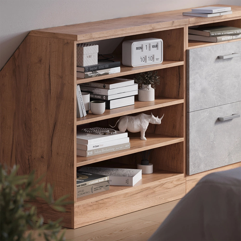 Mobile cucina sottotetto R-Line Rovere dorato/Rovere dorato 80 cm con 4 scomparti, carcassa 60 cm profondità Vicco