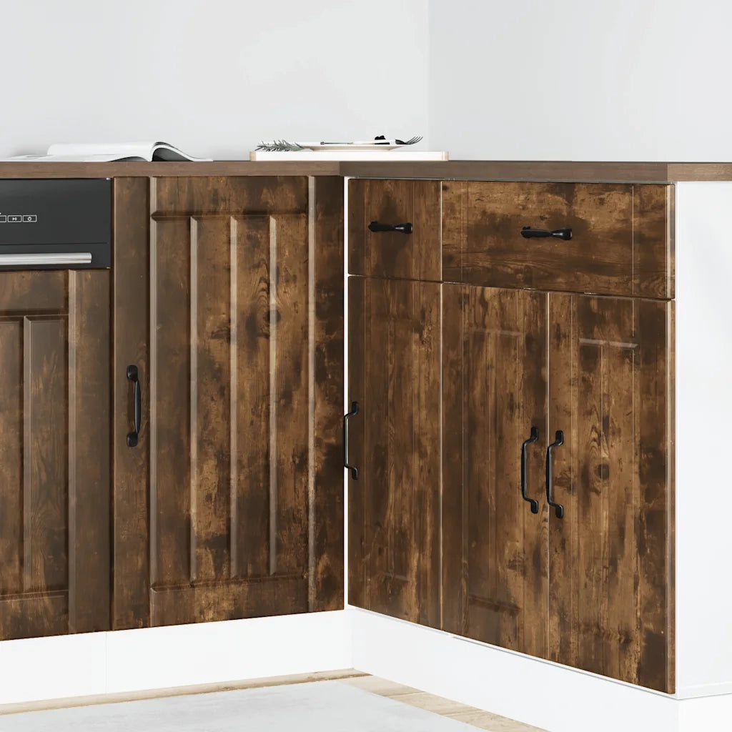 Mobile base da cucina-Base da Cucina Lucca Rovere Fumo in Legno Multistrato
