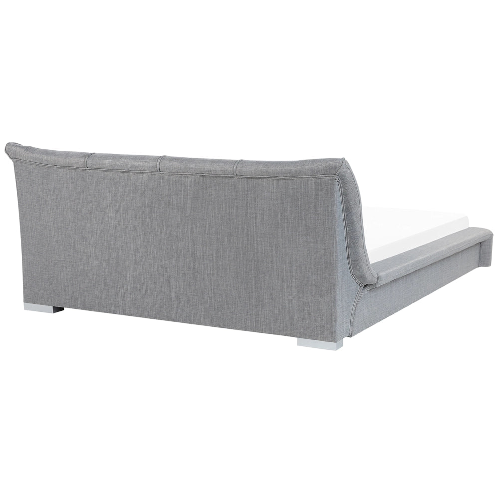 Letto ad acqua Tessuto grigio 180 x 200 cm Accessori Riduzione dell'onda Ampia testiera moderna