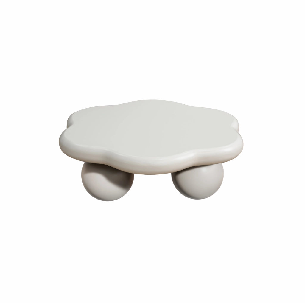 Tavolino da caffè a forma di nuvola 80 x 35 cm in MDF color crema