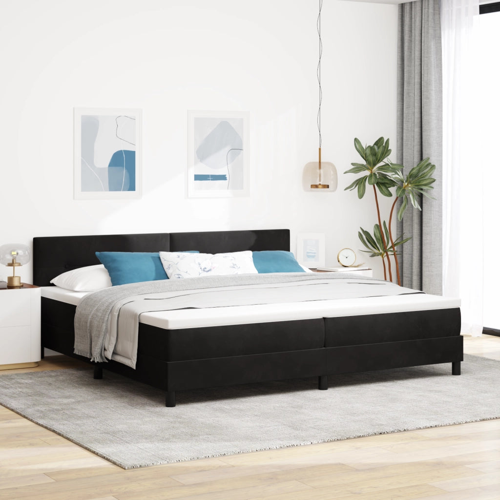 letto box spring  con materasso nero 200x200 cm in velluto