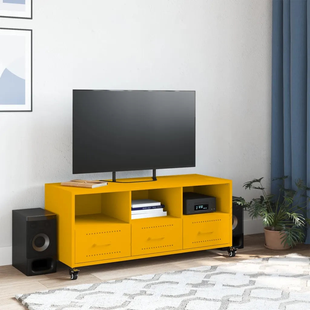 Mobile TV Giallo Senape 100,5x39x43,5 cm in Acciaio 846695