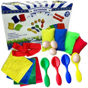 Set di gioco all'aperto 18 pezzi - Trampolino/Slitta - Corsa a 3 gambe - Sacchetti di sabbia - Giocattoli all'aperto - Adatto per un massimo di 4 giocatori
