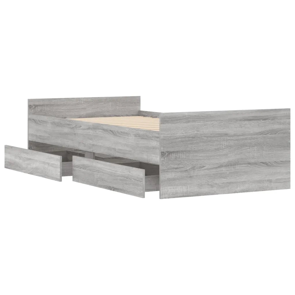 Giroletto con Cassetti-Struttura Letto con contenitore Grigio Sonoma 90x200 cm 870081