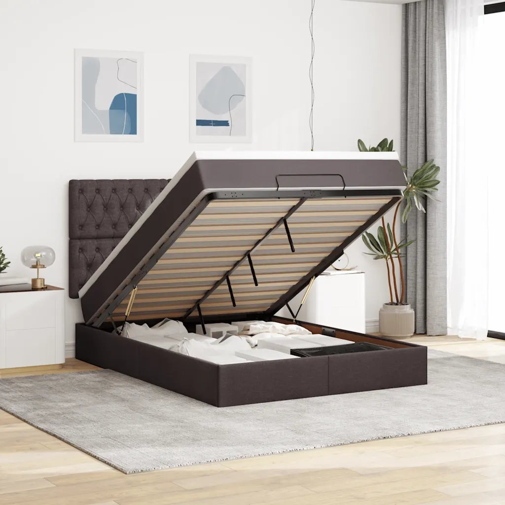 Struttura Letto Pouf con Materasso 140x200 cm in Tessuto 3313247
