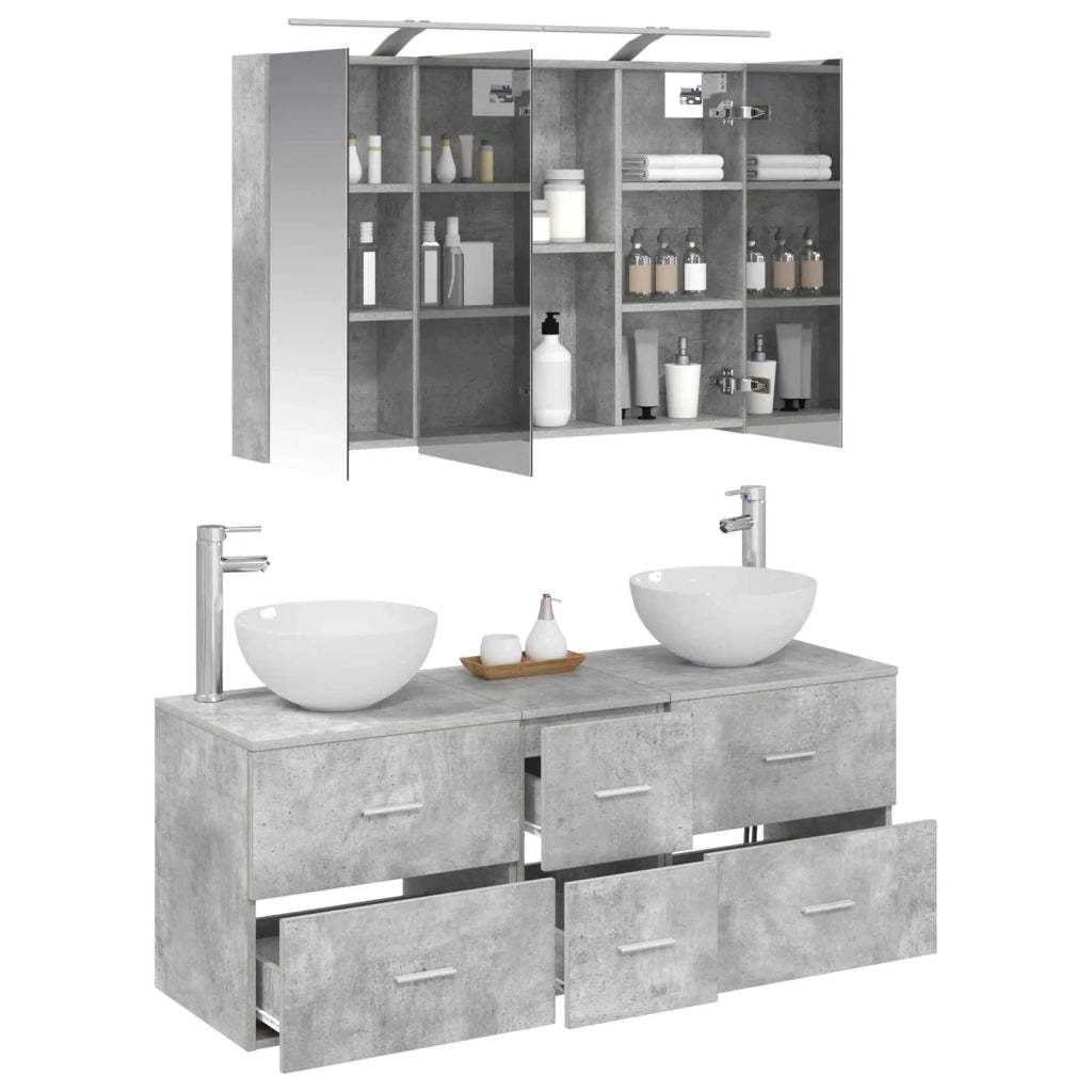 Set di mobili per il bagno 4 pcs Grigio Cemento 3406738
