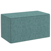 Pouf Poggiapiedi Rettangolare 75x41x41 cm Rivestimento Rimovibile in Tessuto Effetto Lino Verde