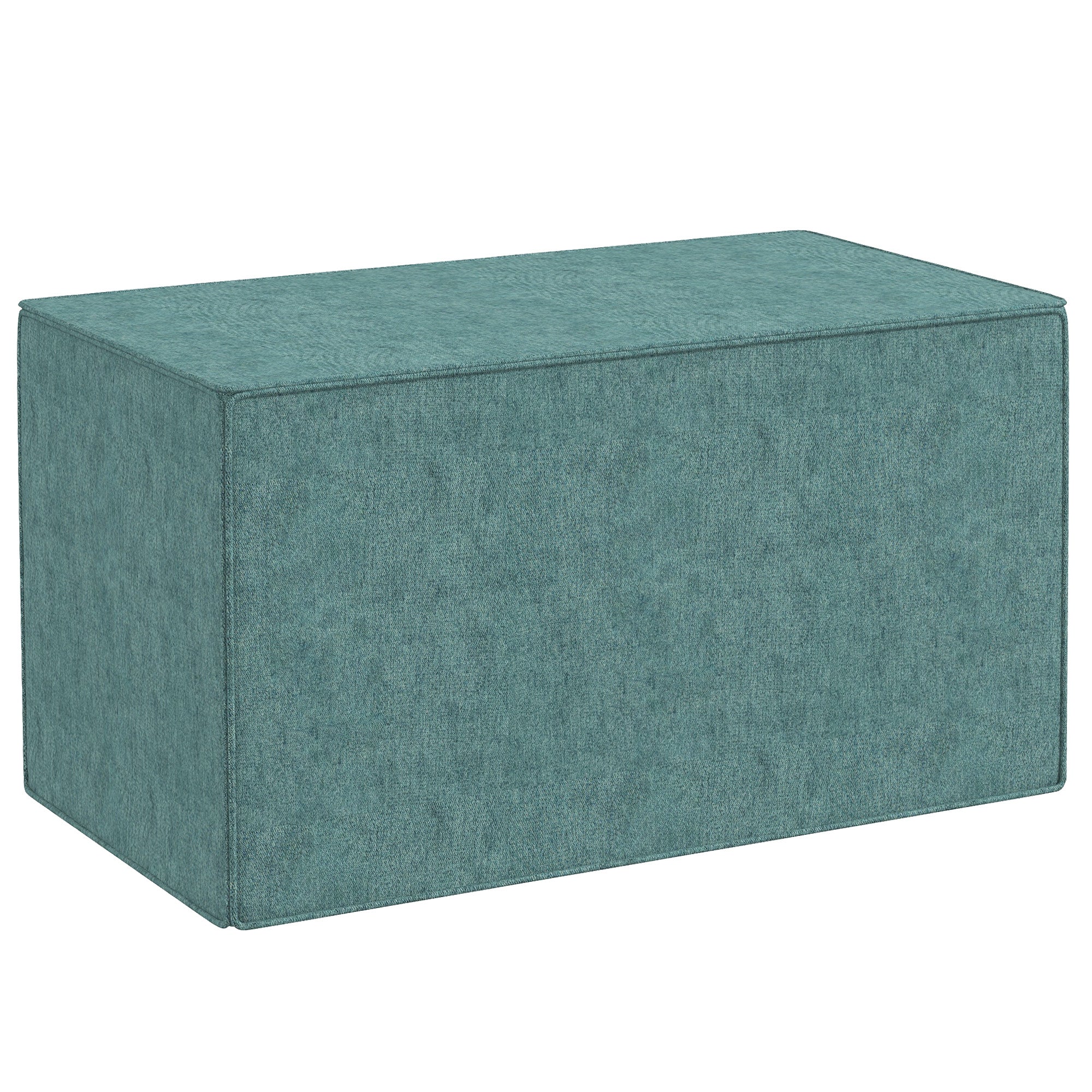 Pouf Poggiapiedi Rettangolare 75x41x41 cm Rivestimento Rimovibile in Tessuto Effetto Lino Verde