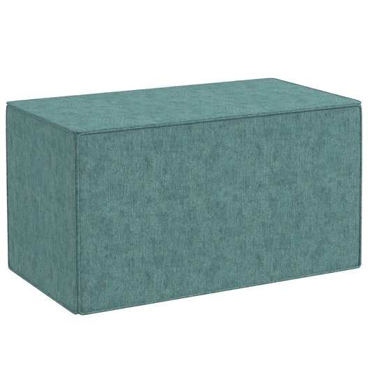Pouf Poggiapiedi Rettangolare 75x41x41 cm Rivestimento Rimovibile in Tessuto Effetto Lino Verde